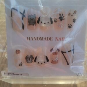 Cute Dog Paw Handmade Nail Set - Short Square